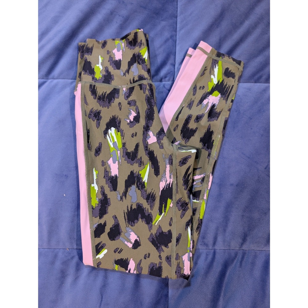 Aerie Chill Play Move Leggings Womens Olive Leopard Printโ High Rise - Size S